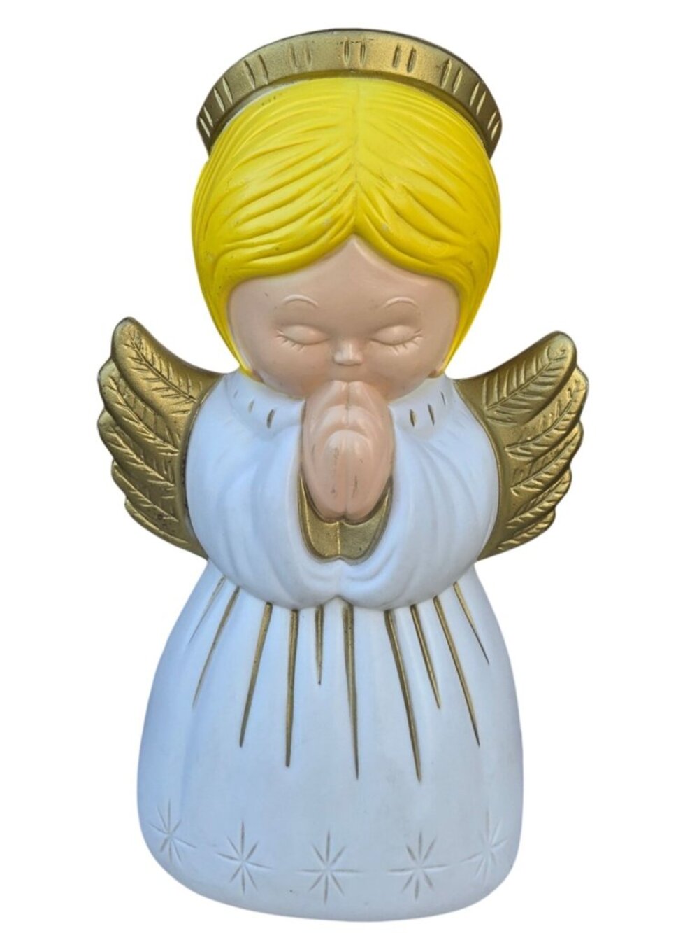 Vintage Plastic Angel Blow Mold Lighted Christmas Decor 18 Inches Holiday Decor
